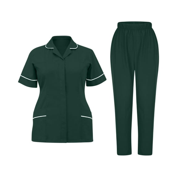MLQIDK Green Scrubs Sets for Women Plus Size Nursing Uniforms Stretchy V-Neck Scrub Tops and Pants Medical Scrub Sets Scrub Joggers Scrubs for Tall Women Green XXXL
