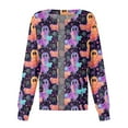 thumbnail image 1 of MLQIDK Halloween Scrub Jacket for Woman Crew Neck Long Sleeve Button up Nursing Uniform Pumpkin Ghost Bat Printed Working Clearance Scrubs Set Purple 4XL, 1 of 5