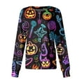 thumbnail image 1 of MLQIDK Halloween Scrub Jackets for Women Crew Neck Long Sleeve Button up Nurses Uniform Pumpkin Ghost Bat Printed Working Clearance Scrubs Sets Blue L, 1 of 4