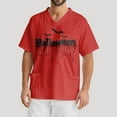 thumbnail image 1 of MLQIDK Halloween Scrub Tops Men Big and Tall Nurse Uniforms Short Sleeve Halloween Nursing Tops Fun V-Neck Scrub Shirts Holiday Printed Medical Scrubs Red XL, 1 of 5
