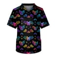 thumbnail image 1 of MLQIDK Halloween Scrub Tops Men Big and Tall Spooky Season Scrub Shirts V-Neck Short Sleeve Funny Pumpkin Ghost Bat Printed Nurse Uniforms Halloween Fun Workwear Black 3XL, 1 of 4