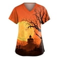 thumbnail image 1 of MLQIDK Halloween Scrub Tops Women Halloween Shirt Fun Medical Scrubs Short Sleeve V Neck Scrub Shirts Funny Holiday Printed Nurse Uniforms Multicolor 3XL, 1 of 4