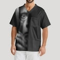 thumbnail image 1 of MLQIDK Halloween Scrubs for Mens Pumpkin Ghost Bat Fun Nurse Uniform Shirts Short Sleeve Big and Tall Scrubs Funny V-Neck Scrub Shirts Holiday Printed Nurse Uniforms Gray L, 1 of 5