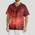 thumbnail image 1 of MLQIDK Halloween Scrubs for Mens Pumpkin Ghost Bat Fun Nurse Uniform Shirts Short Sleeve Big and Tall Scrubs Funny V Neck Scrub Shirts Pumpkin Ghost Bat Printed Nurse Uniforms Red XL, 1 of 5