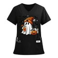 thumbnail image 1 of MLQIDK Halloween Scrubs for Womens Pumpkin Ghost Bat Fun Nurse Uniform Shirts Short Sleeve Plus Size Scrubs Funny V-Neck Scrub Shirts Pumpkin Ghost Bat Printed Nurse Uniforms Black M, 1 of 4