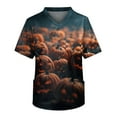 thumbnail image 1 of MLQIDK Halloween Scrubs for Men Short Sleeve Pumpkin Ghost Bat Printed Nurse Uniforms V-Neck Funny Scrub Shirts Big and Tall Fun Workwear Ginger M, 1 of 4