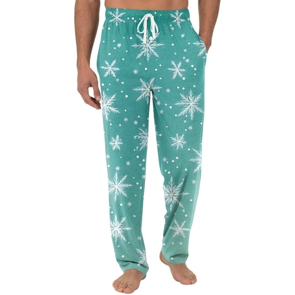 MLQIDK Holiday Pajama Pants Men Christmas Santa Xmas Tree Snowflake Pants Comfy Pj Bottoms Christmas Pajama Pants Funny Wide Leg Cotton Drawstring Sleepwear