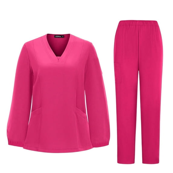 TQWQT Hot Pink Scrubs Sets for Women Plus Size Scrub Sets Petite V Neck Yoga Scrub Pants and Tops Nursing Scrubs Medical Uniforms Med Couture Scrubs Hot Pink S