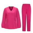 thumbnail image 1 of TQWQT Hot Pink Scrubs Sets for Women Plus Size Scrubs Petite V Neck Yoga Scrub Pants and Tops Nursing Scrubs Medical Uniforms with Pockets Hot Pink L, 1 of 5
