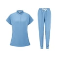 thumbnail image 1 of MLQIDK Light Blue Scrubs Sets for Women Plus Size Jogger Scrubs Petite V-Neck Scrub Pants and Tops Medical Scrub Sets Nurse Uniforms Tall Scrubs Sets Light Blue XL, 1 of 4