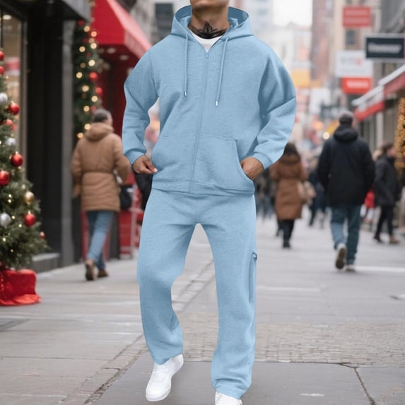 MLQIDK Men's 2 Piece Set Big and Tall Workout Gym Fleece Zip up Hoodie and Cargo Sweatpants Athletic Track Suits Winter Casual Sweatsuits Jogging Sweat Suits Lounge Outfit Dark Green 2XL