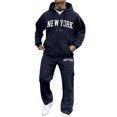thumbnail image 1 of MLQIDK Men's Big and Tall 2 Piece Set Workout Gym Fleece Zip up Hoodie and Sweatpants Athletic Sweatsuits Winter Casual Sweatsuits Jogging Sweat Suits Lounge Outfit Deep Red M, 1 of 3