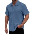 thumbnail image 1 of MLQIDK Men's Casual Zip Up Short Sleeve Shirt Lightweight Breathable Summer Top Comfort Fit Everyday Wear Men Fashion Leisure Shirt Dark Blue M, 1 of 4