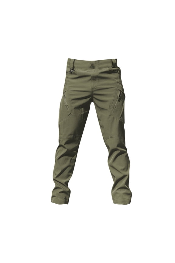 Men's Flex Ripstop Tactical Pants, Water Resistant Stretch Cargo Pants, Lightweight EDC Hiking Work Pants Army Green L