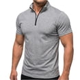 thumbnail image 1 of MLQIDK Men's Solid Color Casual Button Down Short Sleeve Henley Shirt Breathable Lightweight Summer Tee for Men Light Gray 3XL, 1 of 7