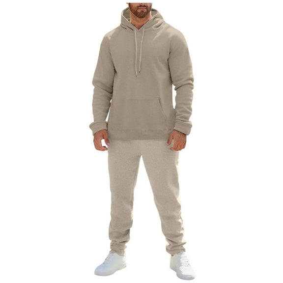 MLQIDK Men's Sweatsuits 2 Piece Set Athletic Workout Gym Fleece Hoodie and Sweatpants Big and Tall Winter Sport Sweatsuits Jogging Sweat Suits Lounge Outfit White M