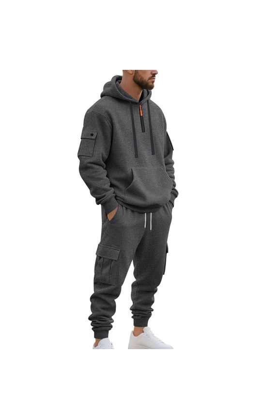 Men's Track Suits 2 Piece Set Athletic Workout Gym Fleece Zip up Hoodie and Sweatpants Big and Tall Winter Casual Sweatsuits Jogging Suit Lounge Outfit Dark Green 2XL