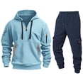 thumbnail image 1 of MLQIDK Men's Track Suits Big and Tall 2 Piece Set Athletic Workout Gym Fleece Hoodie and Cargo Sweatpants Casual Tracksuits Winter Jogging Suit Lounge Outfit Purple 3XL, 1 of 4