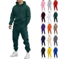thumbnail image 1 of MLQIDK Men's Workout Gym 2 Piece Set Winter Track Suits Fleece Hoodie and Sweatpants Big and Tall Athletic Sport Tracksuits Jogging Sweat Suits Lounge Outfit Dark Green M, 1 of 5
