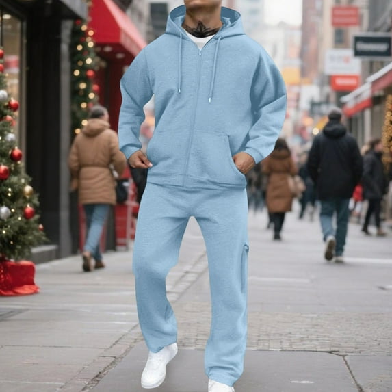 MLQIDK Mens Big and Tall 2 Piece Set Workout Gym Fleece Zip up Hoodie and Cargo Sweatpants Athletic Track Suits Winter Sport Sweatsuits Jogging Sweat Suits Lounge Outfit Dark Green XL
