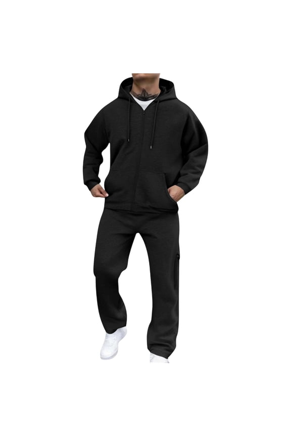Mens Big and Tall Track Suits Workout Gym Sport Fleece Zip up Hoodie and Cargo Sweatpants Jogging Suit Sweatsuits Athletic Lounge Outfit 2 Piece Set Winter Suit Sets Dark Gray 3XL