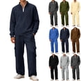 thumbnail image 1 of MLQIDK Mens Big and Tall Workout Gym 2 Piece Set Athletic Track Suits Fleece Zip up Hoodie and Cargo Sweatpants Sport Sweatsuits Winter Jogging Sweat Suits Lounge Outfit Khaki 3XL, 1 of 10