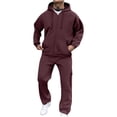 thumbnail image 1 of MLQIDK Mens Big and Tall Workout Gym 2 Piece Set Winter Track Suits Fleece Zip up Hoodie and Cargo Sweatpants Sport Sweatsuits Athletic Jogging Sweat Suits Lounge Outfit Saffron XL, 1 of 8