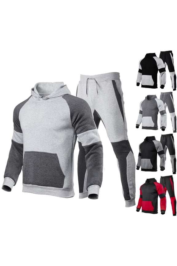 Mens Sweatsuits Fleece Hoodie and Sweatpants Workout Gym Jogging Sweat Suits Lounge Outfit 2 Piece Set Sport Athletic Sweatsuits Big and Tall Winter Suit Sets Dark Green XL