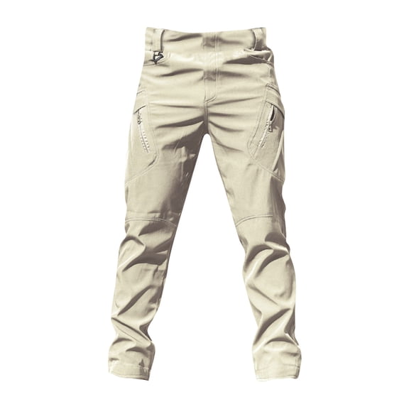 MLQIDK Mens Tactical Pants,Stretch Flex Ripstop Quick Dry Cargo Pants Lightweight Outdoor Water Resistant Hiking Trousers Khaki XL