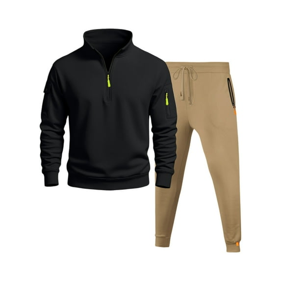 MLQIDK Mens Track Suits 2 Piece Set Winter Workout Gym Fleece Hoodie and Sweatpants Big and Tall Athletic Sport Tracksuits Jogging Suit Lounge Outfit Black 2XL