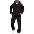 thumbnail image 1 of MLQIDK Mens Track Suits 2 Piece Set Winter Workout Gym Fleece Zip up Hoodie and Cargo Sweatpants Big and Tall Athletic Sport Sweatsuits Jogging Sweat Suits Lounge Outfit Dark Gray S, 1 of 8