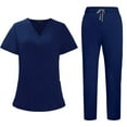 thumbnail image 1 of MLQIDK Navy Scrubs Sets for Women Plus Size Medical Scrubs Petite V Neck Yoga Scrub Pants and Tops Jogger Scrubs Nurse Uniforms Clothing Set for Women Navy XL, 1 of 7