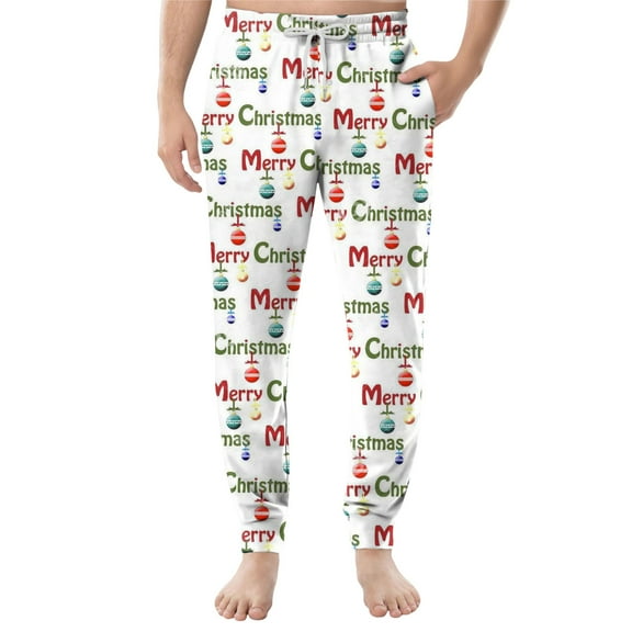 MLQIDK Pajama Pants Mens Comfy Christmas Pj Pants Pajamas Christmas Xmas Tree Snowflake Bottoms Wide Leg Graphic Drawstring Sweatpants