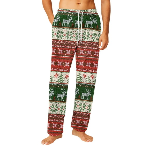 MLQIDK Pajama Pants Mens Soft Christmas Pajamas Stretch Comfy Xmas Tree Snowflake Pajama Bottom Wide Leg Christmas Pants Sweatpants