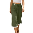 thumbnail image 1 of MLQIDK Pedal Pushers for Women Dressy Casual Crop Capri Pants Knee Length Elastic Waist Cropped Pants Trendy Summer Crop Capri Pants with Pockets Army Green XL, 1 of 7