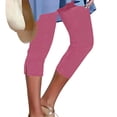 thumbnail image 1 of MLQIDK Pedal Pushers for Women Yoga Leggings Knee Length Trendy Summer High Waisted Cropped Pants Dressy Casual Yoga Capris with Pockets Hot Pink XL, 1 of 5