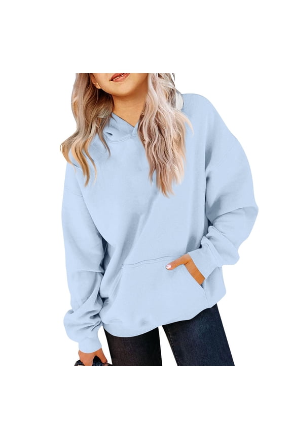 Plain Hoodies for Kids 10-12 Years Long Sleeve Cute Solid Color Sweatshirts for Teen Girls Pullover Black Hoodie Kids Clothes 150(11-12 Years)