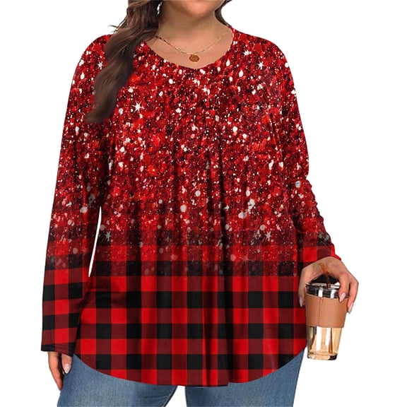 TQWQT Plus Size Tops for Women 4x-5x Pleated Long Sleeve Shirts Boho Tops Ethnic Floral Print T-Shirt V Neck Tunic Shirts Loose Casual Blouses Wine 5XL