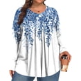 thumbnail image 1 of MLQIDK Plus Size Tops for Women 4x-5x Trendy Long Sleeve Shirts Boho Tops Ethnic Floral Graphic T-Shirt V Neck T Shirts Loose Casual Tunics Blouses Blue 5XL, 1 of 5