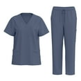 thumbnail image 1 of MLQIDK Scrub Sets for Woman Plus Size Jogger Scrubs Stretchy V Neck Scrub Tops and Pants Nurse Uniforms Medical Scrubs Uniformes De Enfermeras De Mujer Gray XXL, 1 of 9