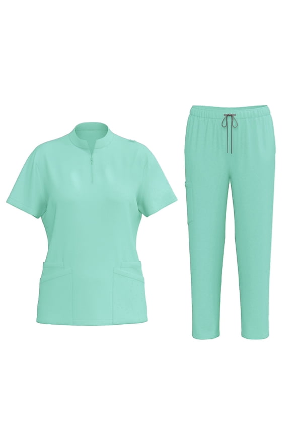 Scrub Sets for Woman Plus Size Medical Scrub Sets Stretchy V Neck Scrub Pants and Tops Nurse Uniforms Jogger Scrubs Med Couture Scrubs Mint Green XL