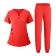 thumbnail image 1 of MLQIDK Scrub Sets for Woman Plus Size Nurse Uniforms Stretchy V Neck Scrub Tops and Pants Medical Scrubs Scrub Joggers Scrubs for Tall Women Vermilion L, 1 of 4