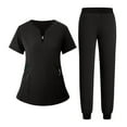 thumbnail image 1 of MLQIDK Scrub Sets for Woman Plus Size Medical Uniforms Petite V-Neck Yoga Scrub Pants and Tops Nurse Uniforms Scrubs with Pockets Black XXL, 1 of 4