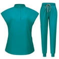 thumbnail image 1 of MLQIDK Scrub Sets for Woman Plus Size Nursing Scrubs Petite V-Neck Yoga Scrub Pants and Tops Scrub Set Medical Scrub Sets Tall Scrubs Light Blue L, 1 of 5