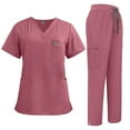 thumbnail image 1 of MLQIDK Scrubs for Women Plus Size Nurse Uniforms Stretchy V-Neck Scrub Tops and Pants Medical Scrubs Scrub Sets Scrubs for Tall Women Pink XL, 1 of 8