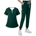 thumbnail image 1 of MLQIDK Scrubs for Women Plus Size Scrub Sets Stretchy V-Neck Scrub Tops and Pants Nurse Uniforms Medical Uniforms with Pockets Army Green S, 1 of 8