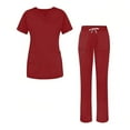thumbnail image 1 of MLQIDK Scrubs for Women Set Clearance Plus Size Medical Scrubs Stretchy V-Neck Scrub Tops and Pants Nurse Uniforms Scrub Set Jogger Scrubs Wine XL, 1 of 5
