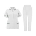 thumbnail image 1 of MLQIDK Scrubs for Women Set Clearance Plus Size Nursing Scrubs Petite V-Neck Scrub Tops and Pants Medical Uniforms Scrub Set Tall Scrubs White XXL, 1 of 9