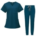 thumbnail image 1 of MLQIDK Scrubs for Women Set Plus Size Scrub Joggers Petite V Neck Scrub Pants and Tops Medical Uniforms Nursing Uniforms Tall Scrubs Blue XS, 1 of 5