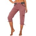 thumbnail image 1 of MLQIDK Watermelon Red Cargo Capri Pants for Women Drawstring Lounge Pants Knee Length High Waisted Lightweight Capris Dressy Casual Pedal Pushers with Pockets Watermelon Red XL, 1 of 7